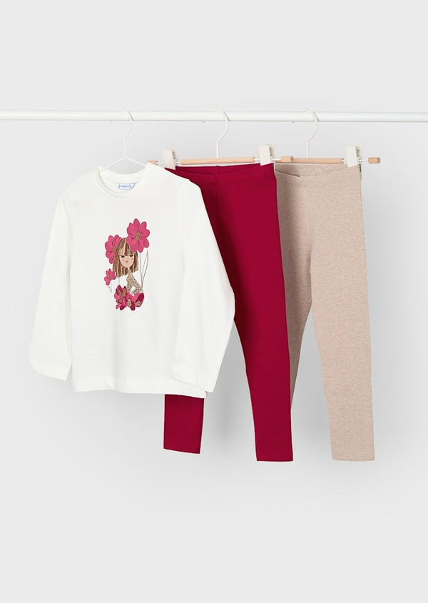 2 Piece Leggings Set - Cherry