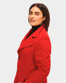 Lapel Collar Short Coat - Red