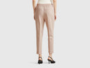 Linen Blend Stripe Trousers - Sand
