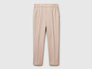 Linen Blend Stripe Trousers - Sand