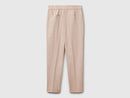 Linen Blend Stripe Trousers - Sand