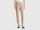 Linen Blend Stripe Trousers - Sand