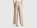 Linen Blend Stripe Trousers - Sand