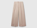 Linen Blend Stripe Trousers - Sand