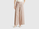 Linen Blend Stripe Trousers - Sand