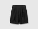 Linen Blend Shorts - Black