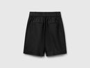 Linen Blend Shorts - Black