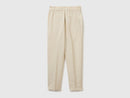 Linen Cigarette Trouser - Beige