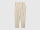 Linen Cigarette Trouser - Beige