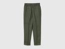 Linen Cigarette Trouser - Forest Green