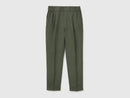 Linen Cigarette Trouser - Forest Green