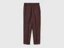 Linen Cigarette Trouser - Brown