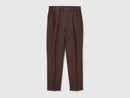 Linen Cigarette Trouser - Brown
