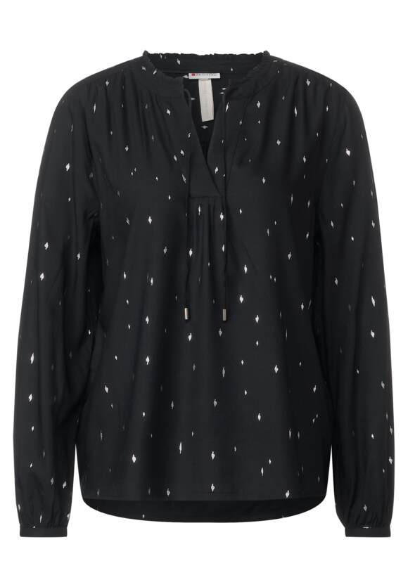 One Frill Tunic Blouse - Black