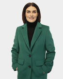 Mid Length Flap Pockets Coat - Green