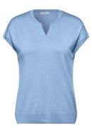 Split Neck Sleeveless Jumper - Soft Light Blue