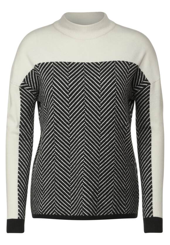Cosy Herringbone Turtle Neck - Black
