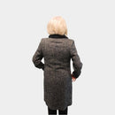 Herringbone Fur Collar Coat - Blue