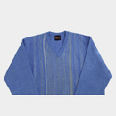 Pattern V Neck Jumper - Sapphire