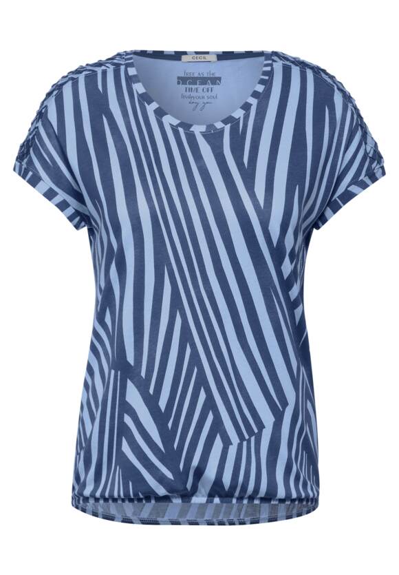 Aop Shoulder Detail T-Shirt - Soft Light Blue