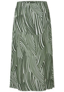 Crepe AOP Midi Skirt - Cool Khaki