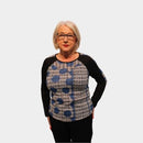 Stripe & Circle Round Neck Jumper - Royal/black