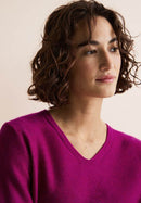 V-Neck Sweater - Purple/pink Melange