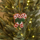 Double Candy Cane & Holly Hanging Decoration