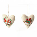 Christmas Robin Embroidered Bunting Cotton & Linen Heart