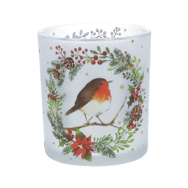 Robin Wreath Frosted Glass Night Lite