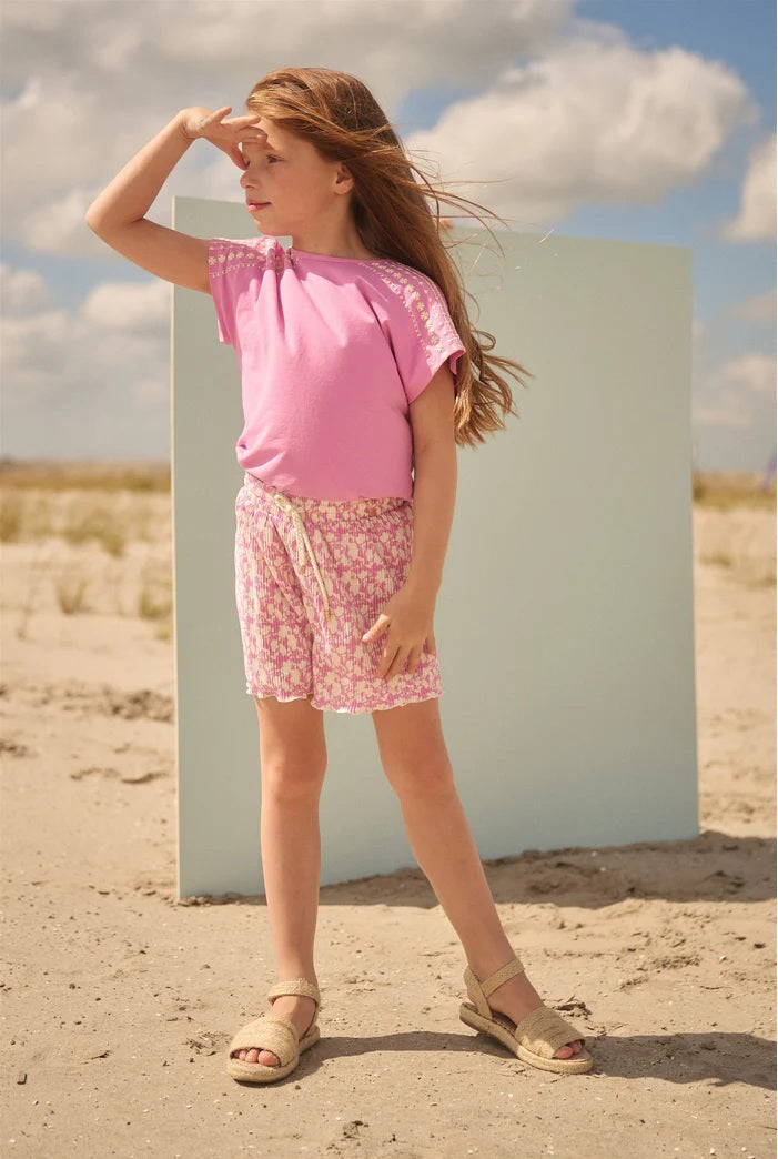 Sunny AOP Flower Plissee Shorts - Fresia