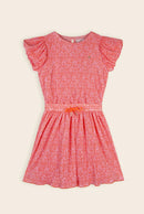 Miron APO Daisy Plissee Dress - Orange Coral