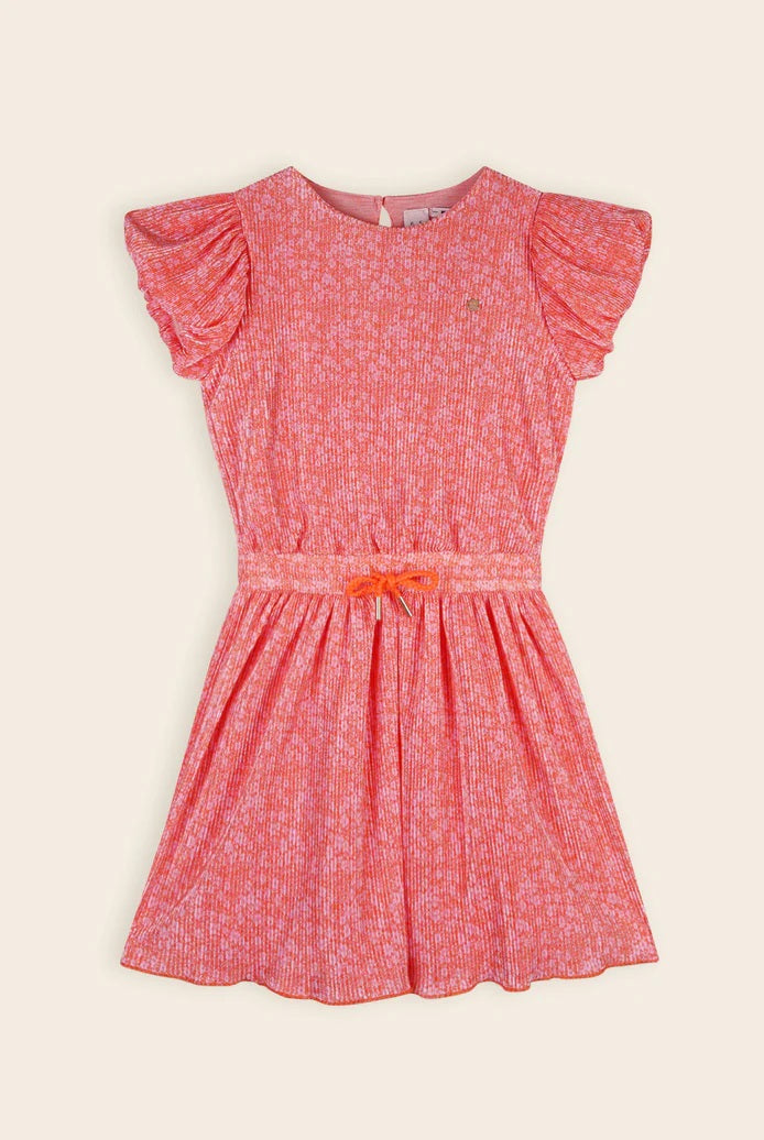 Miron APO Daisy Plissee Dress - Orange Coral