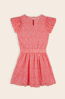 Miron APO Daisy Plissee Dress - Orange Coral