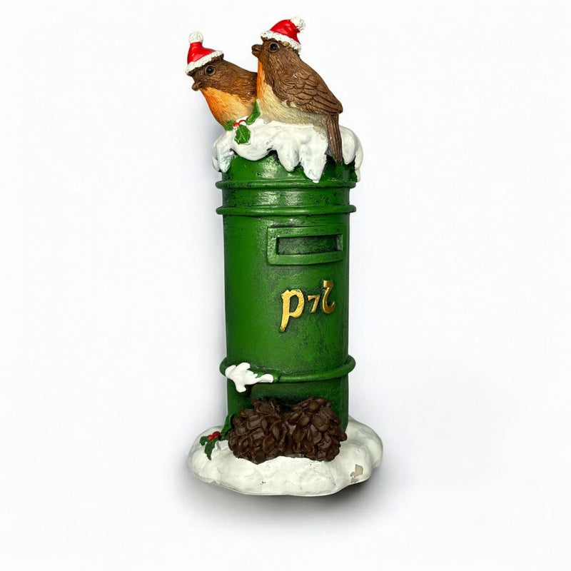 Traditional Irish Christmas Postbox with Robins