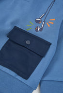 Fleece Hood Sweatshirt - Blue
