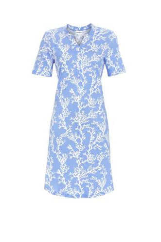 Button Placket Nightdress - Malibu Blue