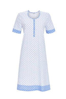 Button Placket Nightdress - Bright Blue