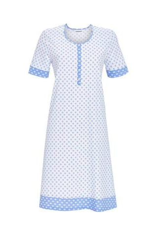 Button Placket Nightdress - Bright Blue