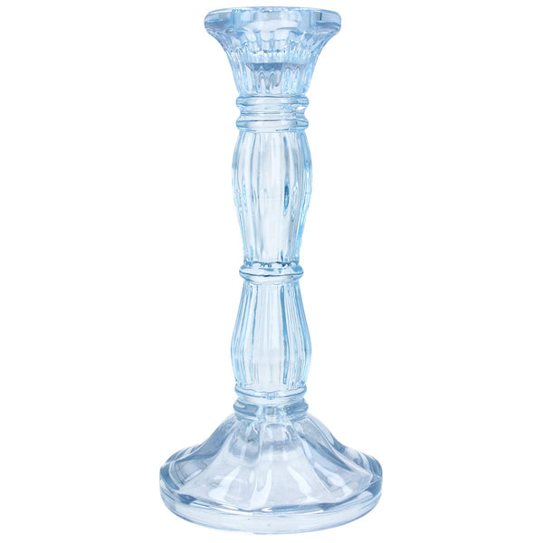 Pastel Blue Glass Candlestick Medium 15cm