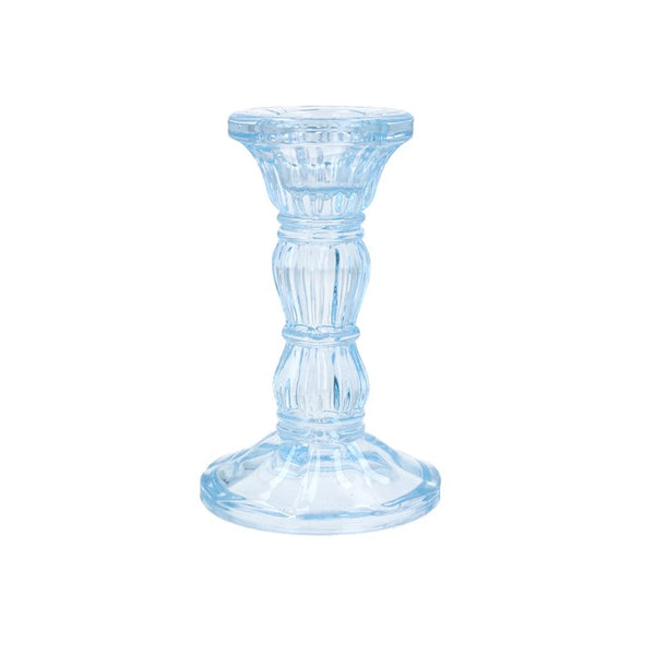 Pastel Blue Glass Candlestick Small 10cm