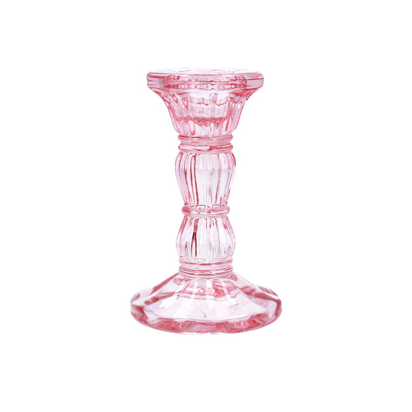 Pastel Pink Glass Candlestick Small 10cm