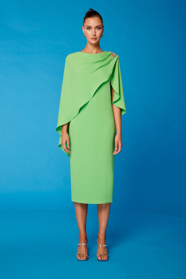 Cape Midi Dress - Green