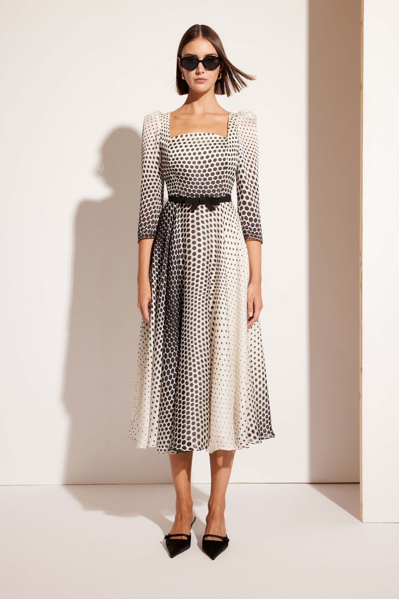 Flounched Midi Dress - White