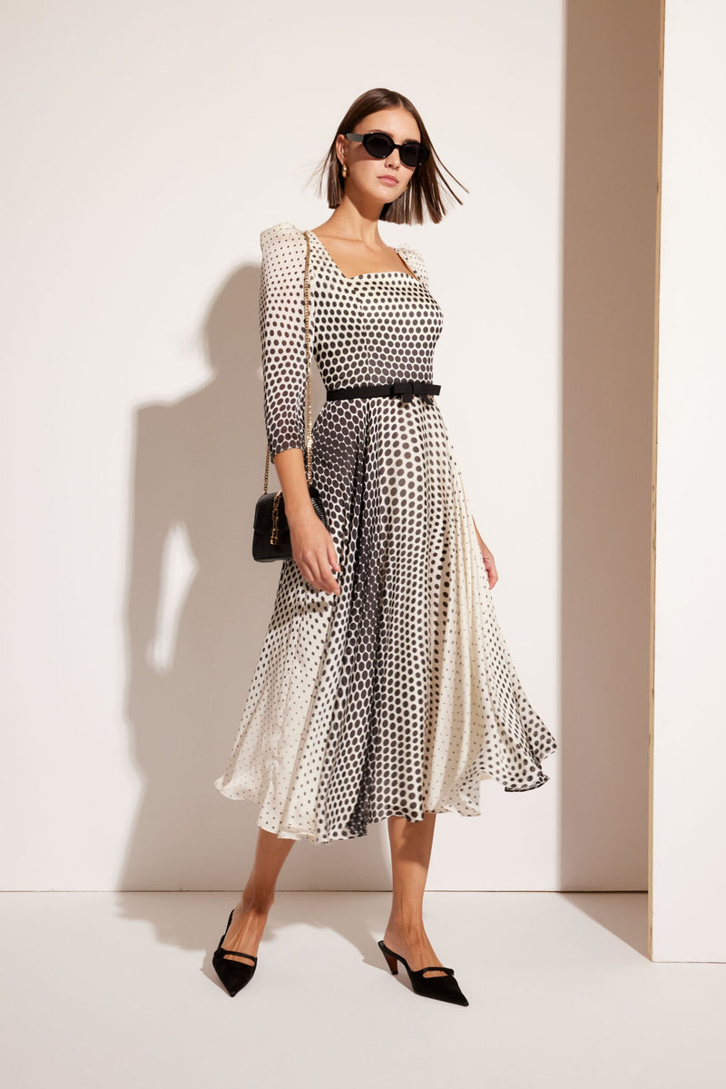Flounched Midi Dress - White