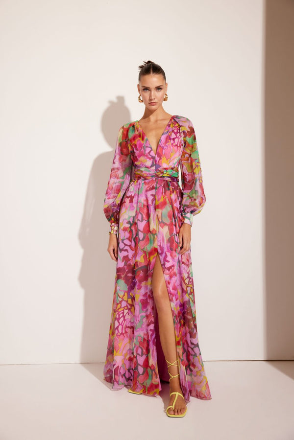 Long Chiffon Dress - Pink