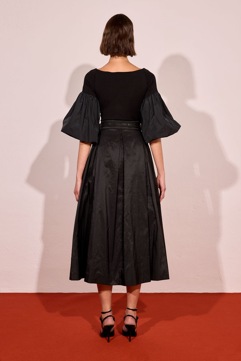 Balloon Sleeve T-Shirt - Black