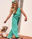 Pleated Gauze Jumpsuit - Aloe