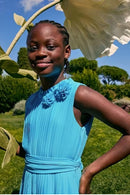 Pleated Crepe Jumpsuit - Turquoise