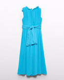 Pleated Crepe Jumpsuit - Turquoise
